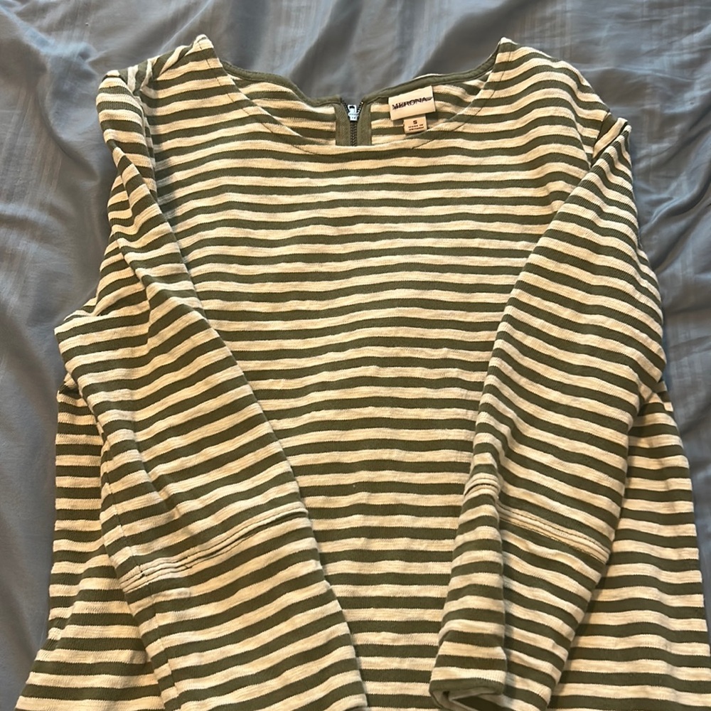 striped olive and white shirt